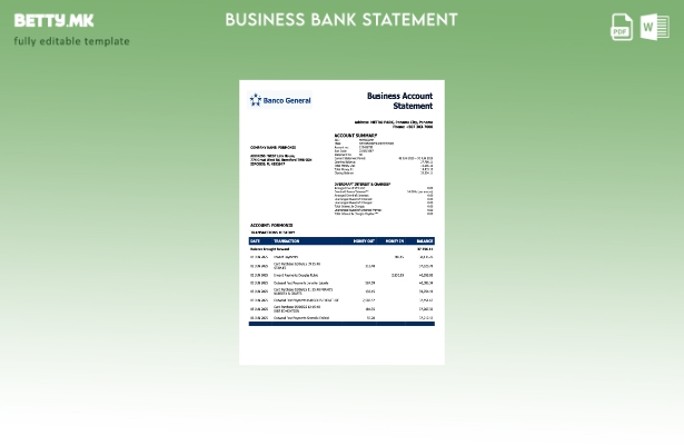 модерен стил Panama Banco Извештај за општа компанија за сметка Шаблон Word и PD